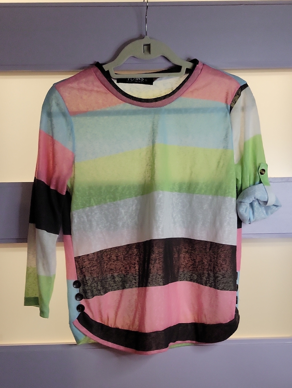 YOINS Pastel Multicolor Striped Long Sleeve Top